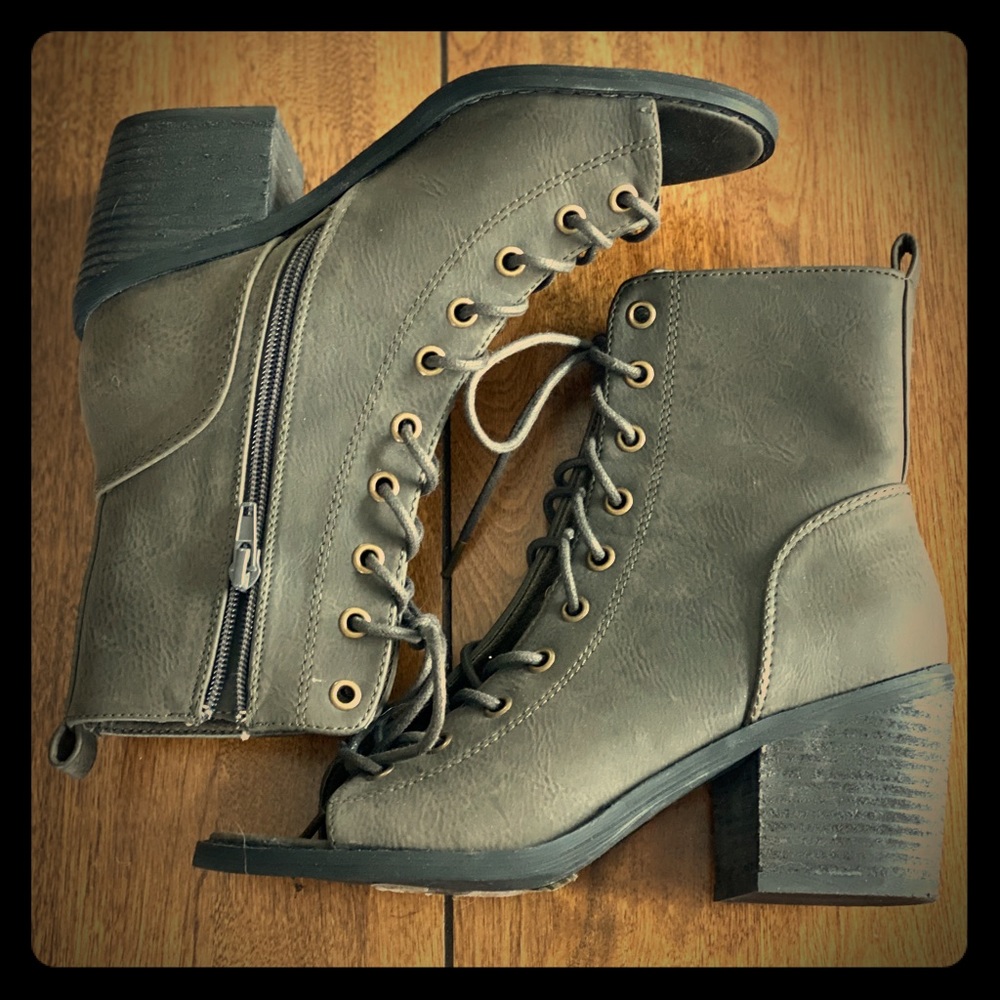 Open toe lace up boots